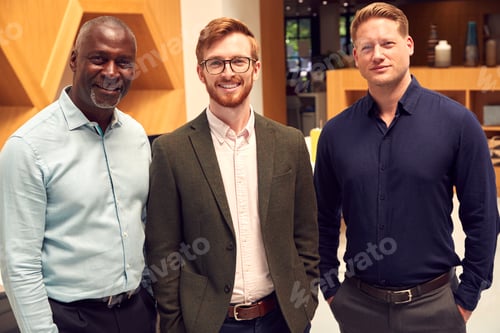 Preview: Portrait Of Multi-Cultural Male Business Team Standing In Modern Open Plan Office