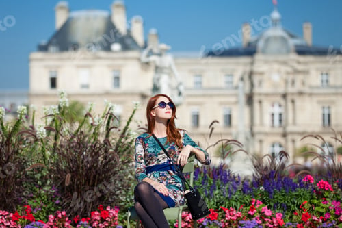 Preview: Redhead girl near Luxembourg Palace