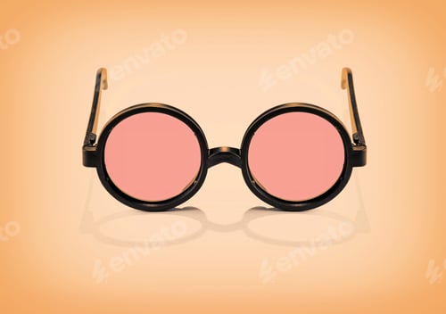 Preview: Black sunglasses placed on orange background