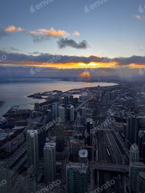 Preview: Skyscrapers in the city during evening and night lights