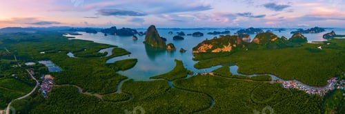 Preview: Sametnangshe, view of mountains in Phangnga Bay with mangrove forest in Andaman Sea