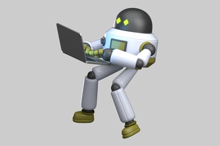 Vista previa: Robot retro con ordenador portátil