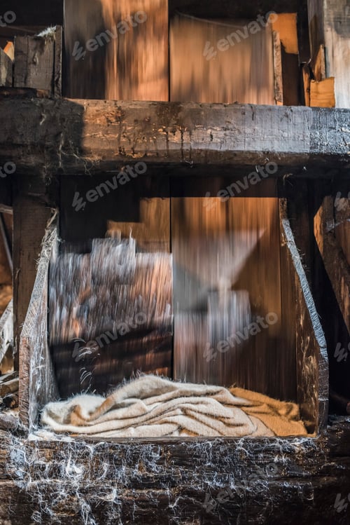 Preview: Pounding wool using a water driven mill wheel, Sarbi, Maramures, Romania