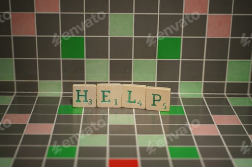 Preview: Tile with green help text on a blocked background