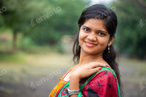 Preview: Portrait of Happy young beautiful Indian woman