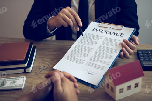 Preview: Agents are using pens pointing to insurance contracts and are being explained