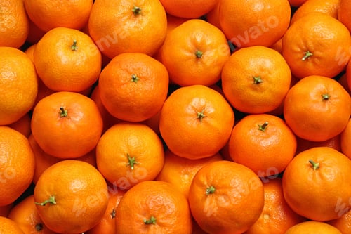 Preview: Delicious fresh ripe tangerines as background, top view