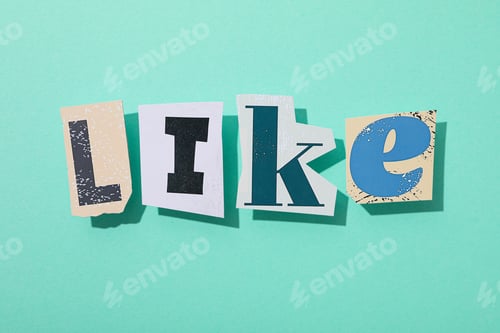 Preview: The word: "like" from cut-out colored letters.