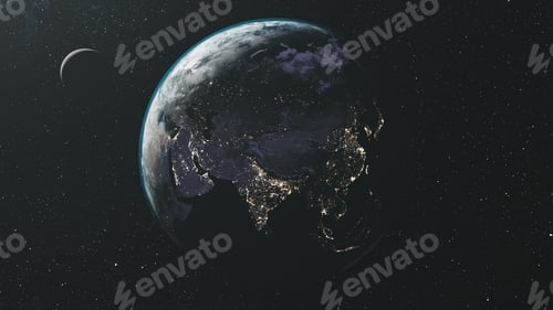 Preview: Rotate earth moon orbit star milky way background