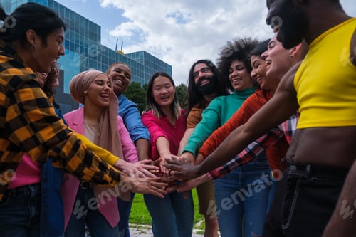 Preview: Group of friends of different ethnicities spending time together