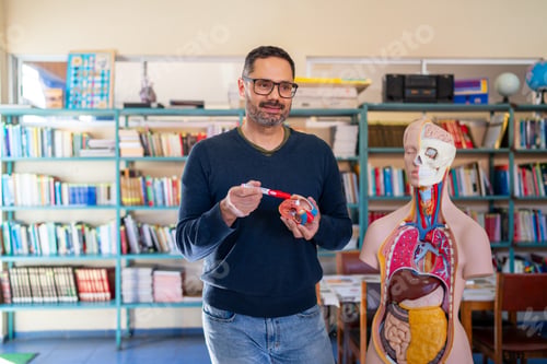 Preview: Teacher explaining human anatomy using heart and torso models