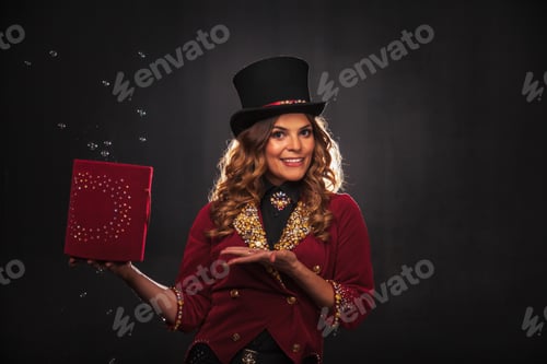 Preview: Female magician makes with soap bubbles show, an illusionist