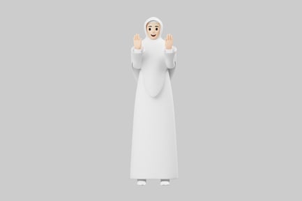Preview: Cartoon arab girl praying pose