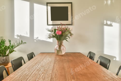 Preview: Interior of the dining area with a wooden table top