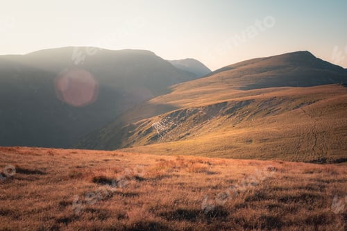 Preview: Landscape of deserted hill on a bright sunny day