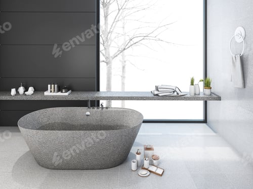 Preview: 3d rendering loft minimal bathroom in winter