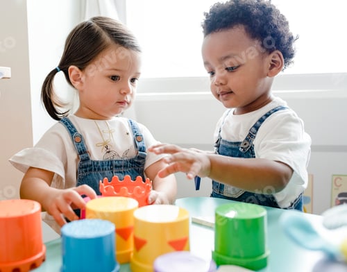 Preview: Little kids playing toys at learning center