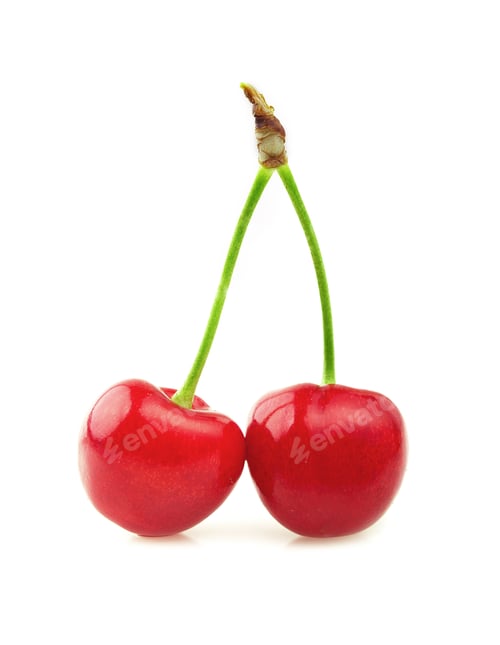 Preview: Ripe cherry on a white.