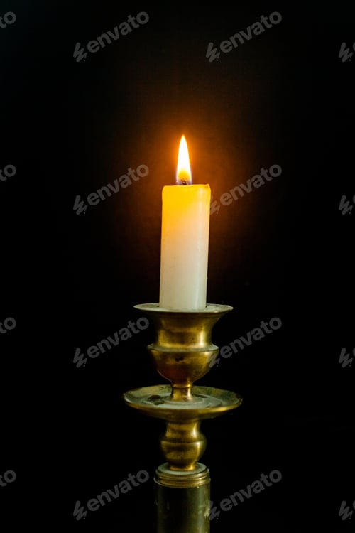 Preview: Retro style candle holder with lighted candle