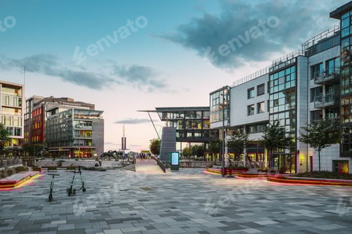 Preview: Oslo, Norway. Residential Multi-storey Houses In Aker Brygge District In Summer Evening. Famous And