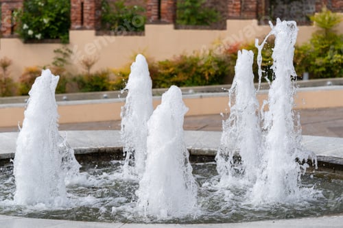 Preview: water fountain jets in garden