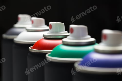 Preview: Spray paint cans close up