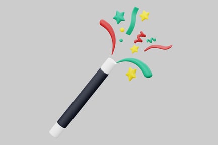 Preview: Cartoon magic wand with confetti