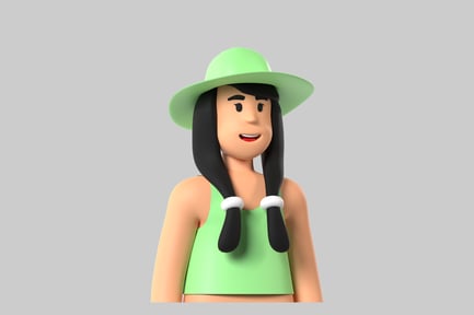 Preview: Cartoon girl in green outfit
