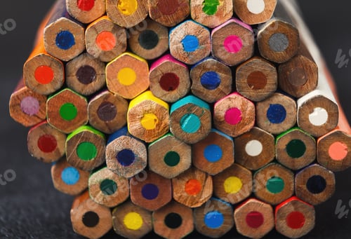 Preview: Stack of colorful pencils tips, art background