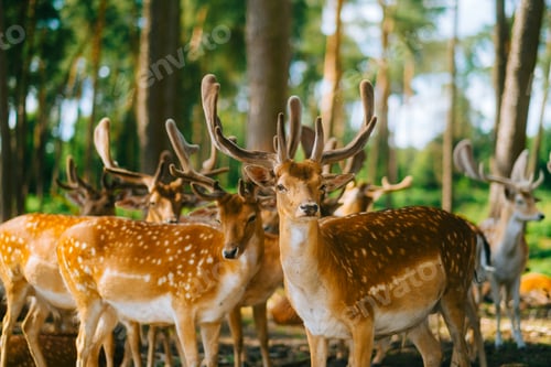Preview: Red deer fallow deer majestically powerful animal in the forest. Animals in the natural forest.