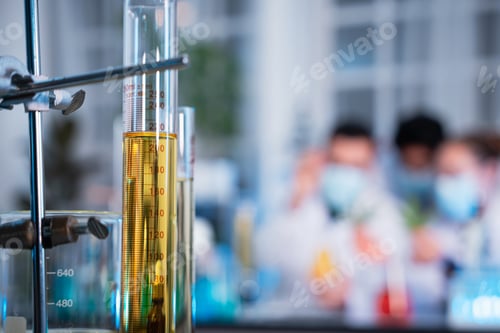 Preview: A group of young scientists are conducting experiments in the lab using a microscope.