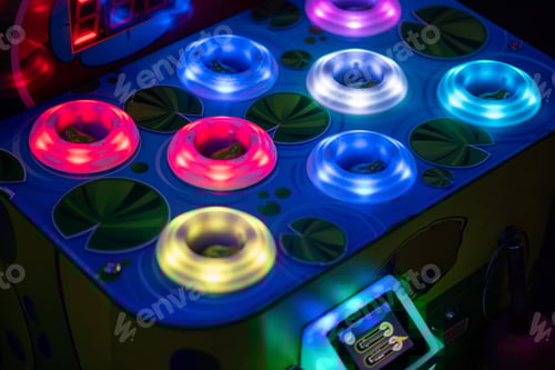 Preview: Neon colored circle rings on arcade game