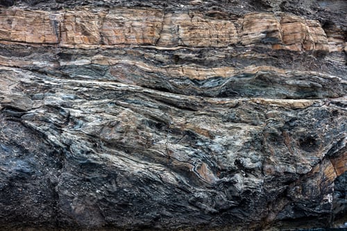 Preview: Grey brown empty old rough rocky wall for background, texture. Copy space