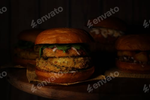 Preview: Tasty Chicken sandwich on wooden table