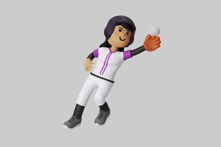 Preview: Cartoon baseball player catching ball