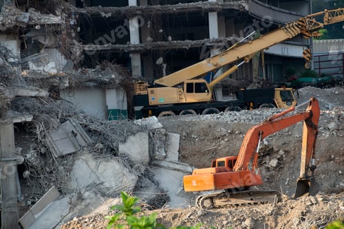 Preview: Pieces of Metal and Stone are Crumbling from Demolished Building Floors
