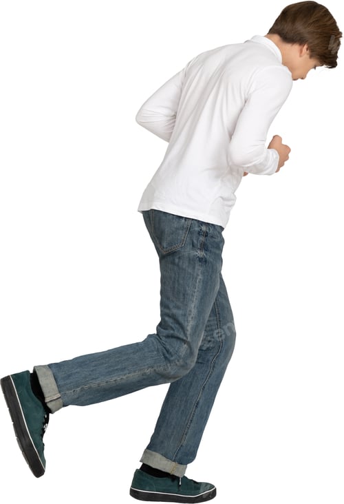 Preview: Young Man Running and Looking Down