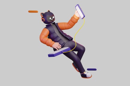 Preview: Cyberpunk cat character using tech