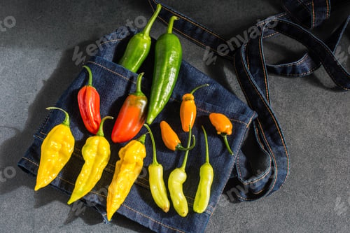 Preview: Closeup shot of fresh, colorful peppers
