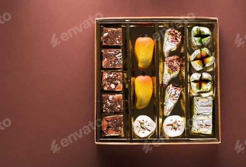 Preview: Indian sweets and candies in a box