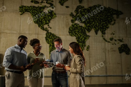 Preview: Business colleagues collaborating on global strategy