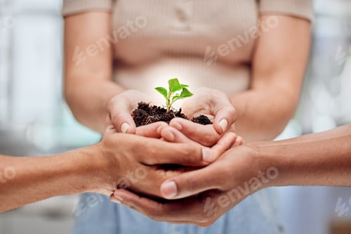 Preview: Shot of a group of unrecognizable people holding plants growing out of soil