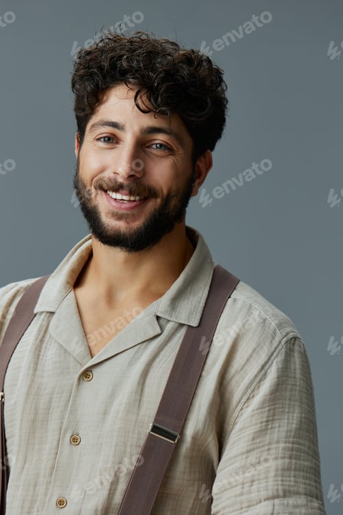 Preview: Person happy adult attractive isolated background confident smile fashion portrait men face handsome