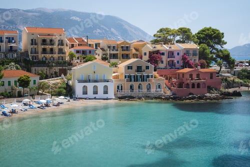 Preview: Assos town on Cephalonia Ionian island in Greece. Summer travel vacation
