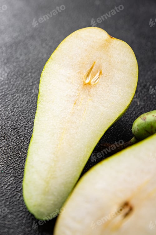 Preview: Pears ripe juicy fruit sweet fresh gourmet food background on the table rustic food top view