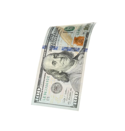Preview: One hundred dollar banknote on white background. American national currency
