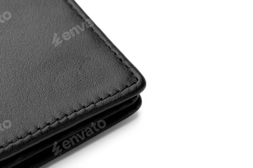 Preview: Black leather men purse isolated on a white background