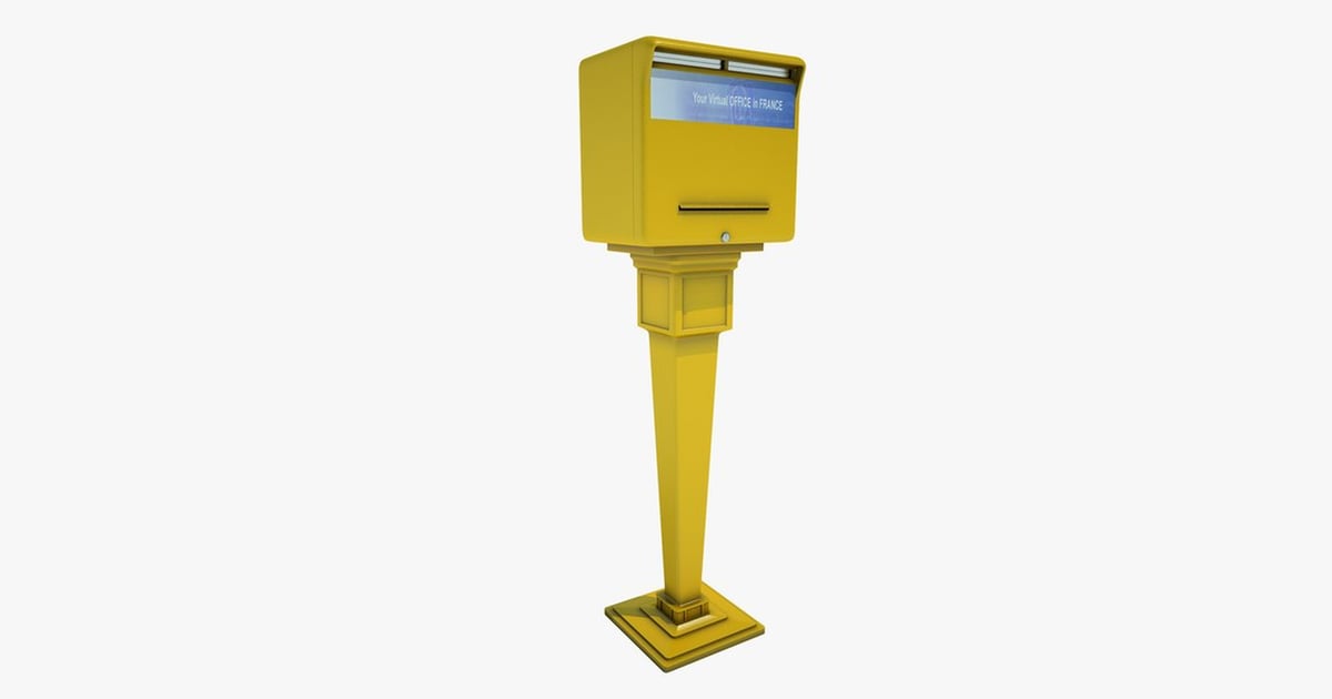 Rectangular mailbox with text and button 3D, Incl. button & france - Envato
