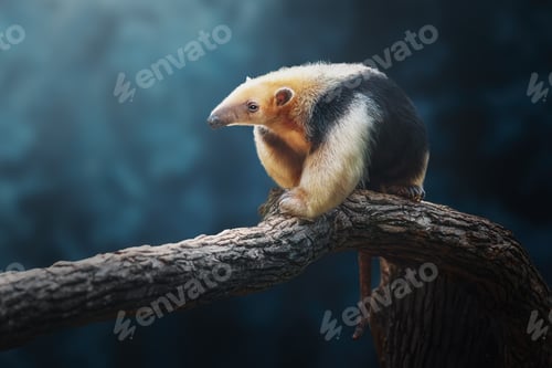 Preview: Southern Tamandua (Tamandua tetradactyla) or Collared Anteater on a blue background