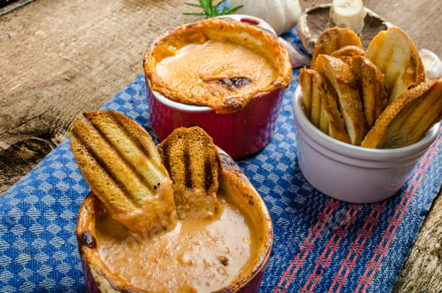 Preview: Tomato and cheese dip baked with crispy garlic toast
